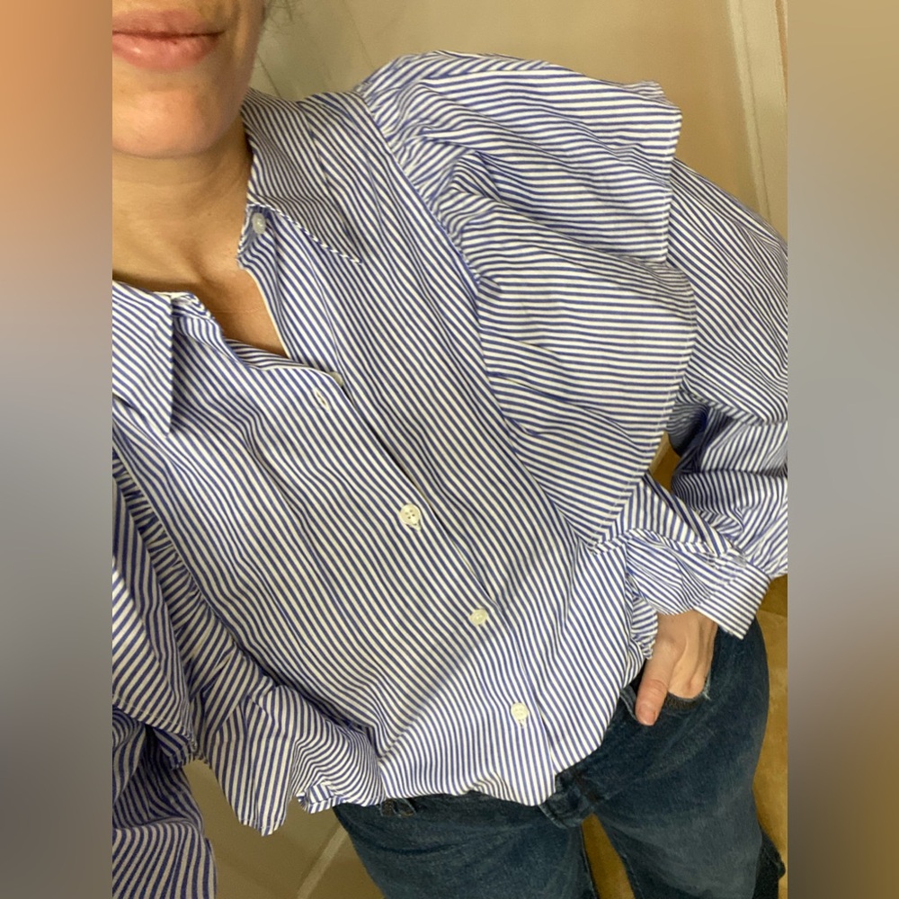 Zara Striped Ruffled Blouse - Picture 10 of 12